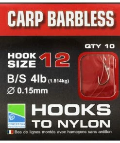 Preston Carp Barbless Hooks To Nylon Terminal Tackle